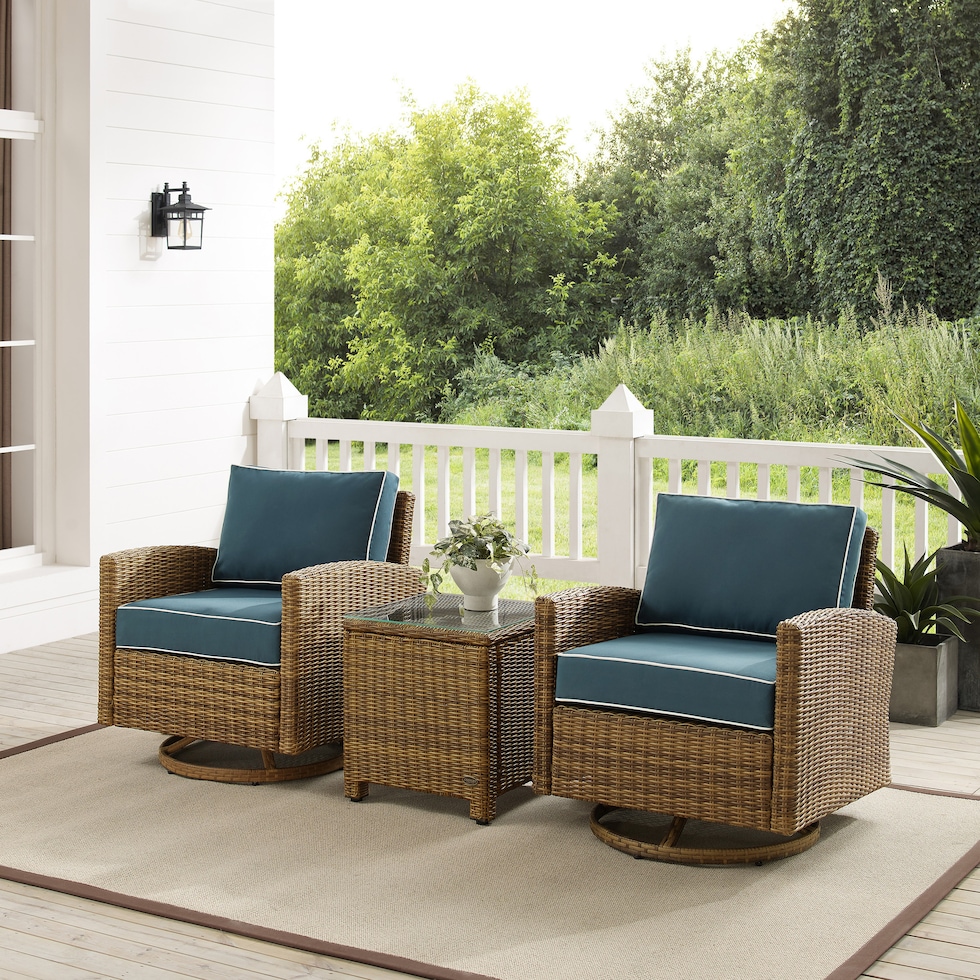 destin navy brown outdoor swivel rocker set   