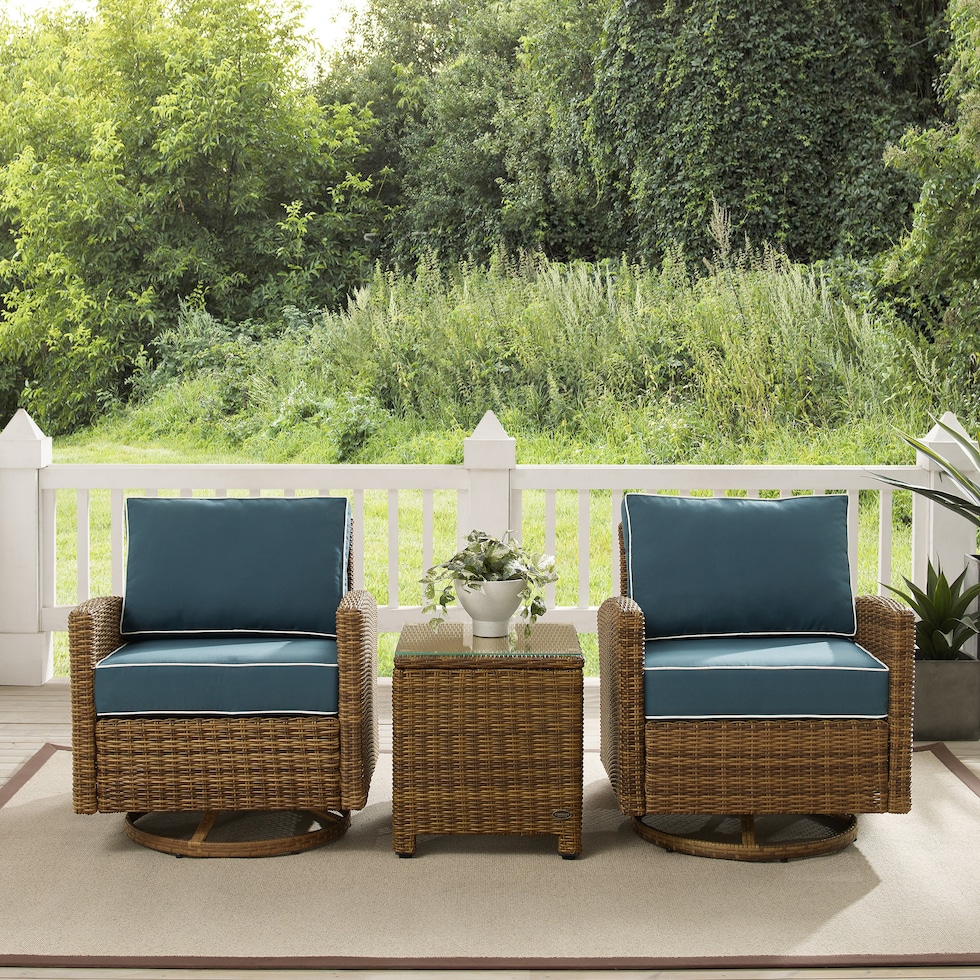 destin navy brown outdoor swivel rocker set   