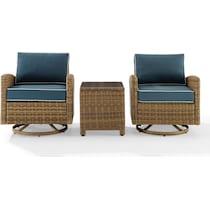 destin navy brown outdoor swivel rocker set   