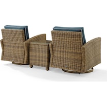 destin navy brown outdoor swivel rocker set   