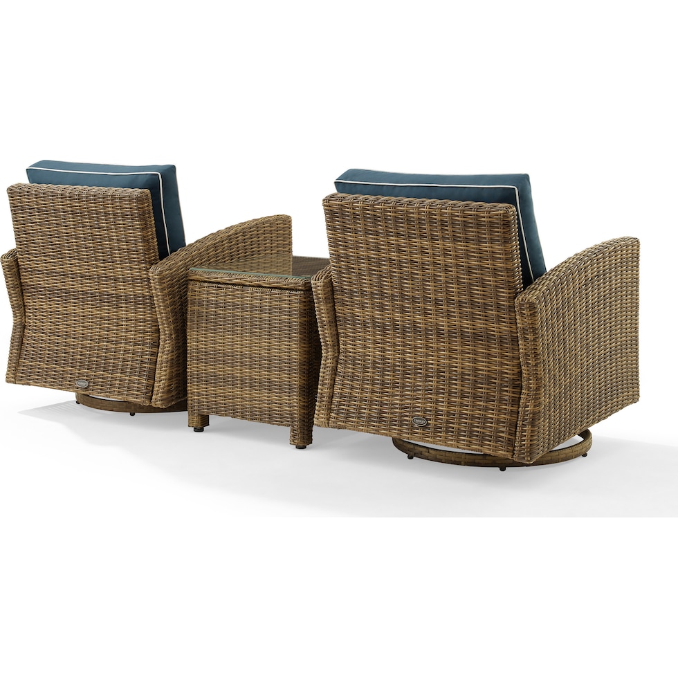 destin navy brown outdoor swivel rocker set   
