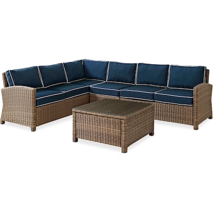 Destin 4-Piece Outdoor Sectional and Coffee Table Set - Navy