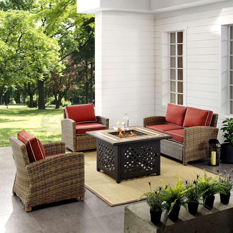 destin red outdoor loveseat set   