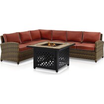 destin red outdoor sectional set   