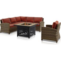 destin red outdoor sectional set   