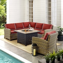 destin red outdoor sectional set   