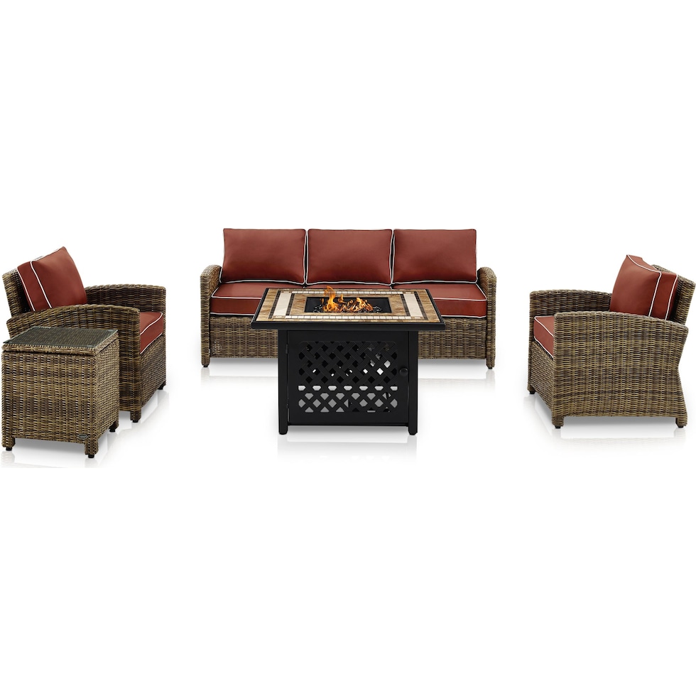 destin red outdoor sofa set   