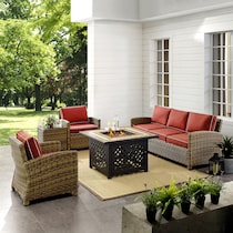 destin red outdoor sofa set   