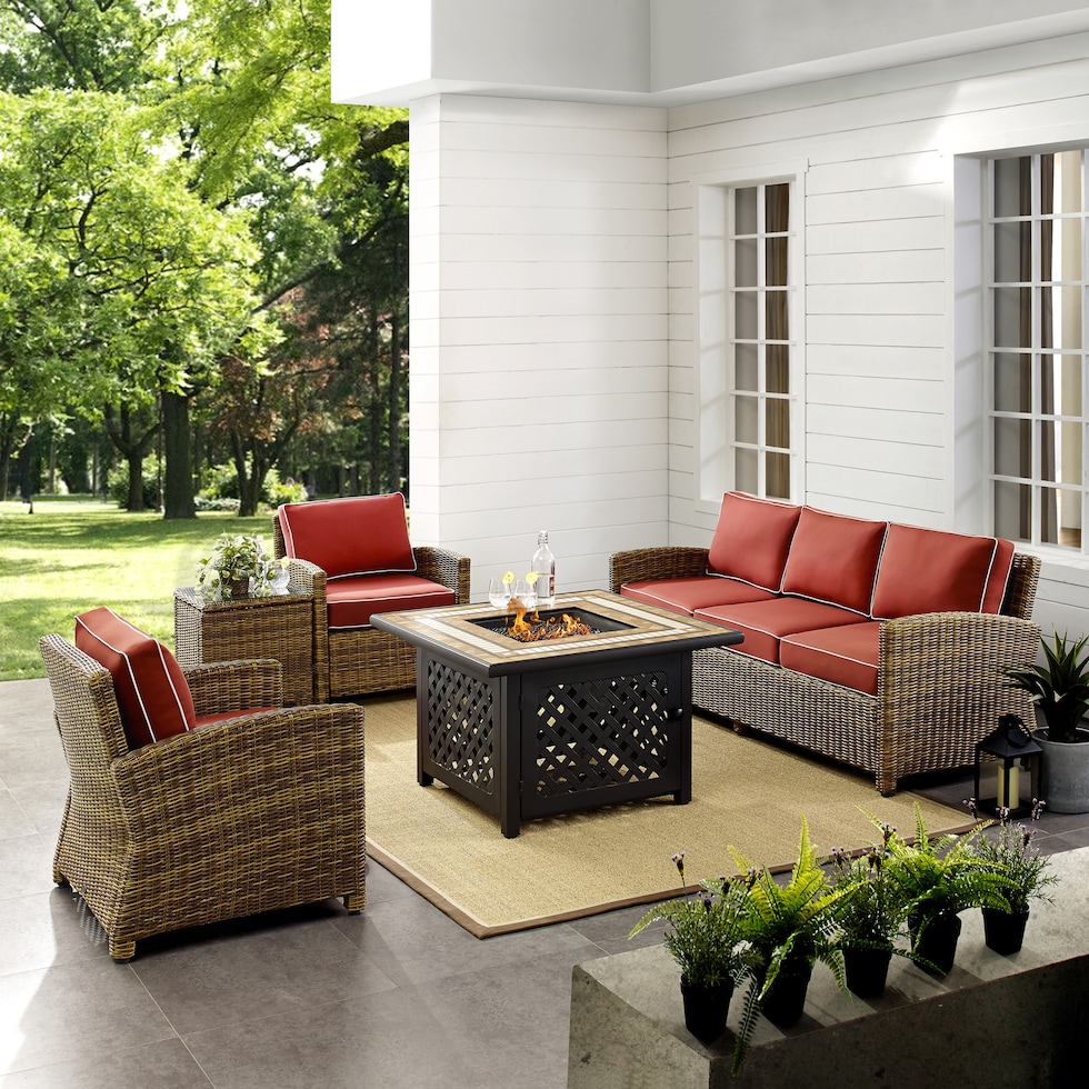 destin red outdoor sofa set   