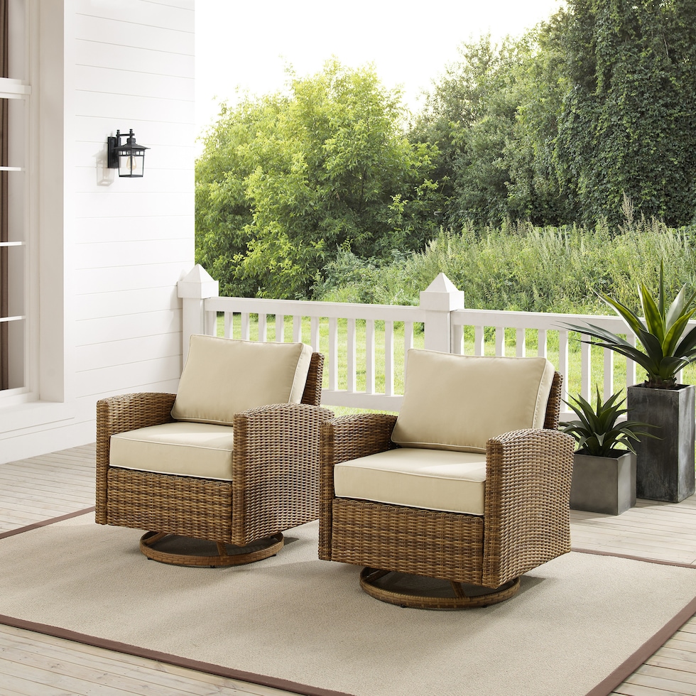 destin sand brown outdoor swivel rocker set   