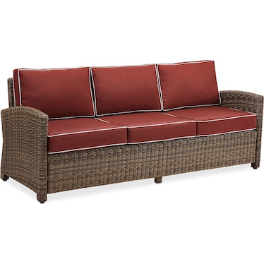 Destin Outdoor Sofa, 2 Chairs, Coffee Table and End Table Set - Sangria