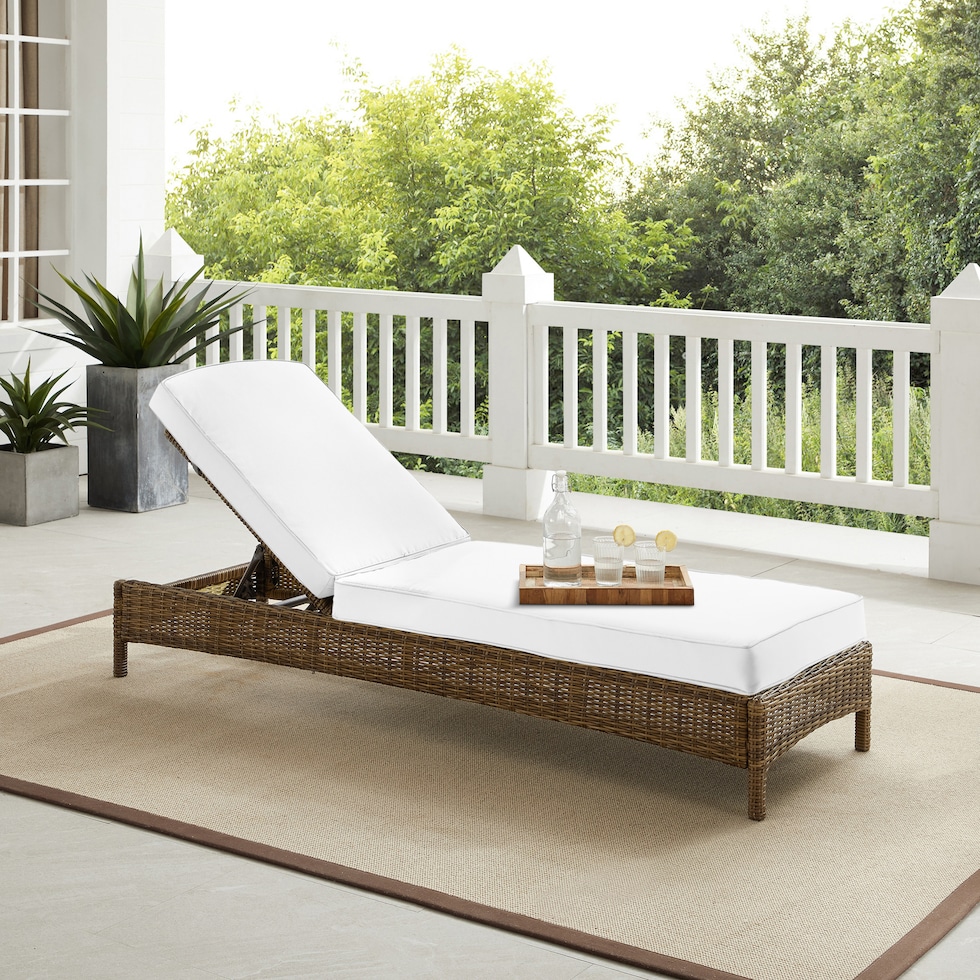 destin white and brown outdoor chaise   