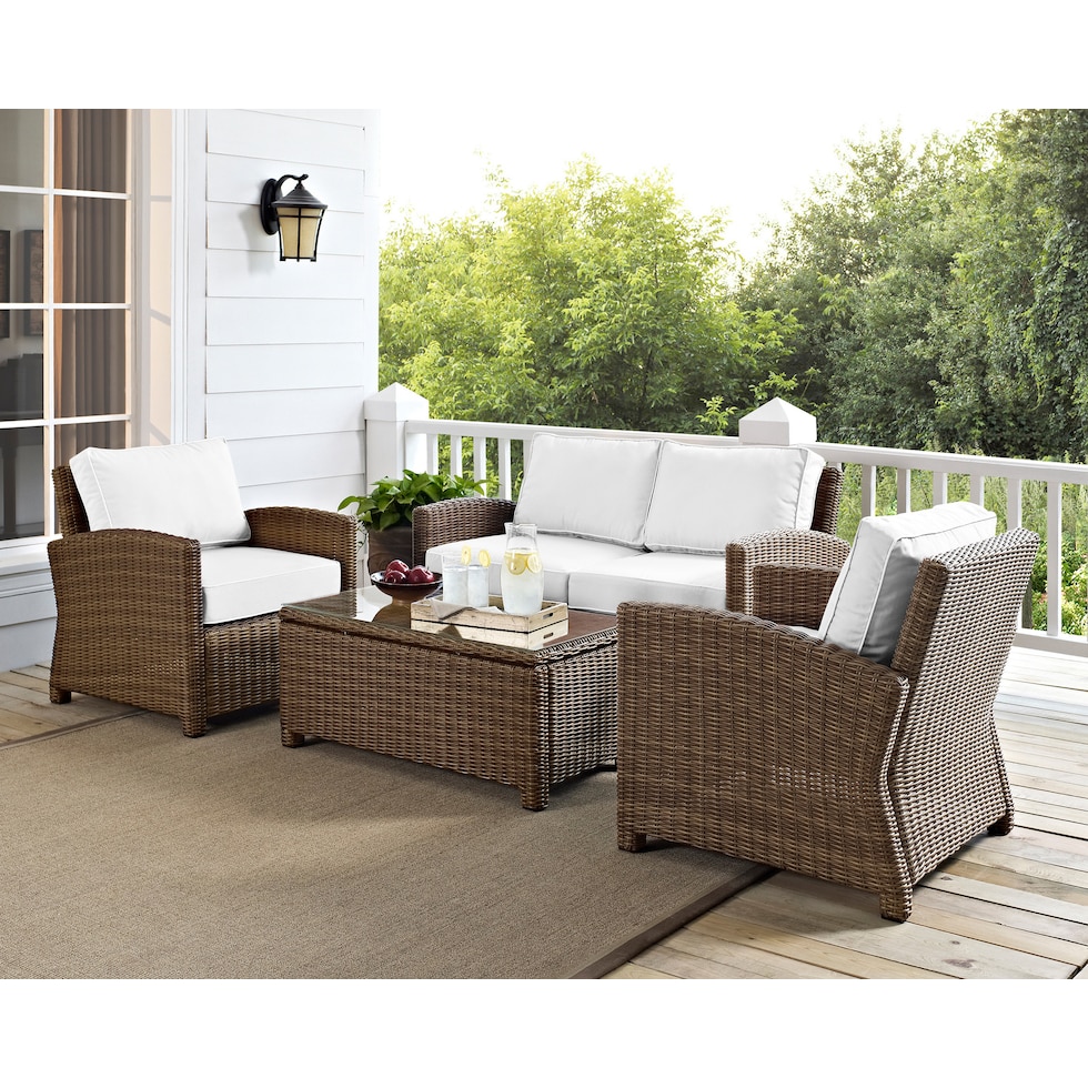 destin white and brown outdoor loveseat set   