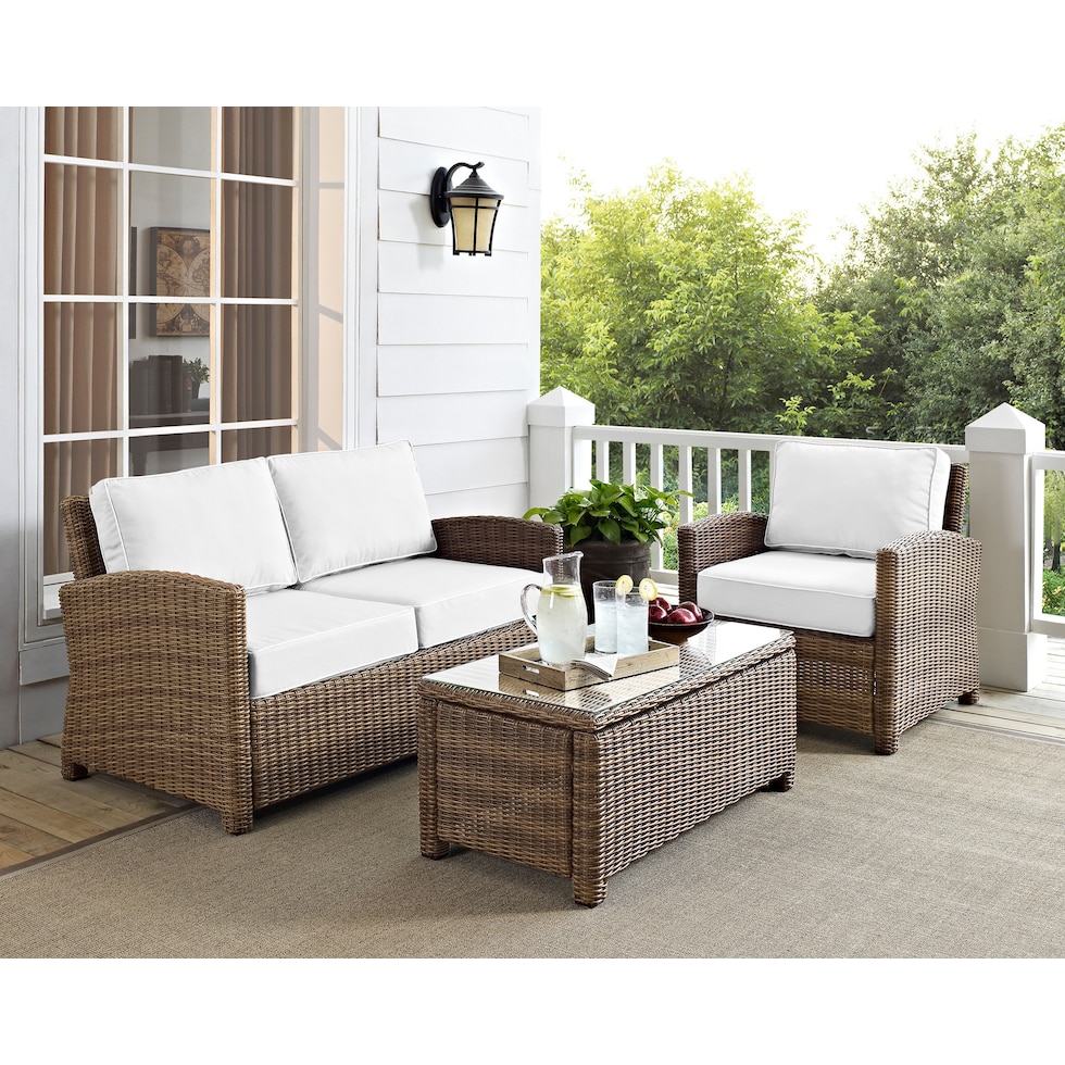 destin white and brown outdoor loveseat set   
