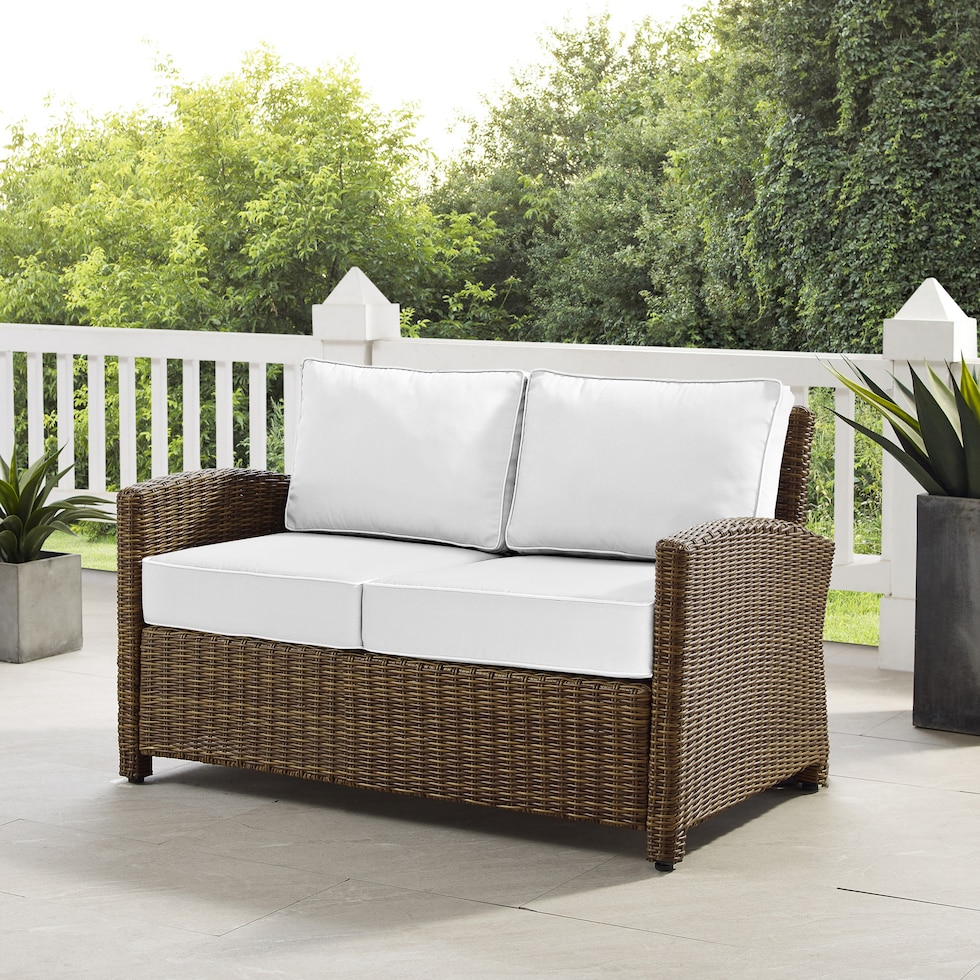 destin white and brown outdoor loveseat   