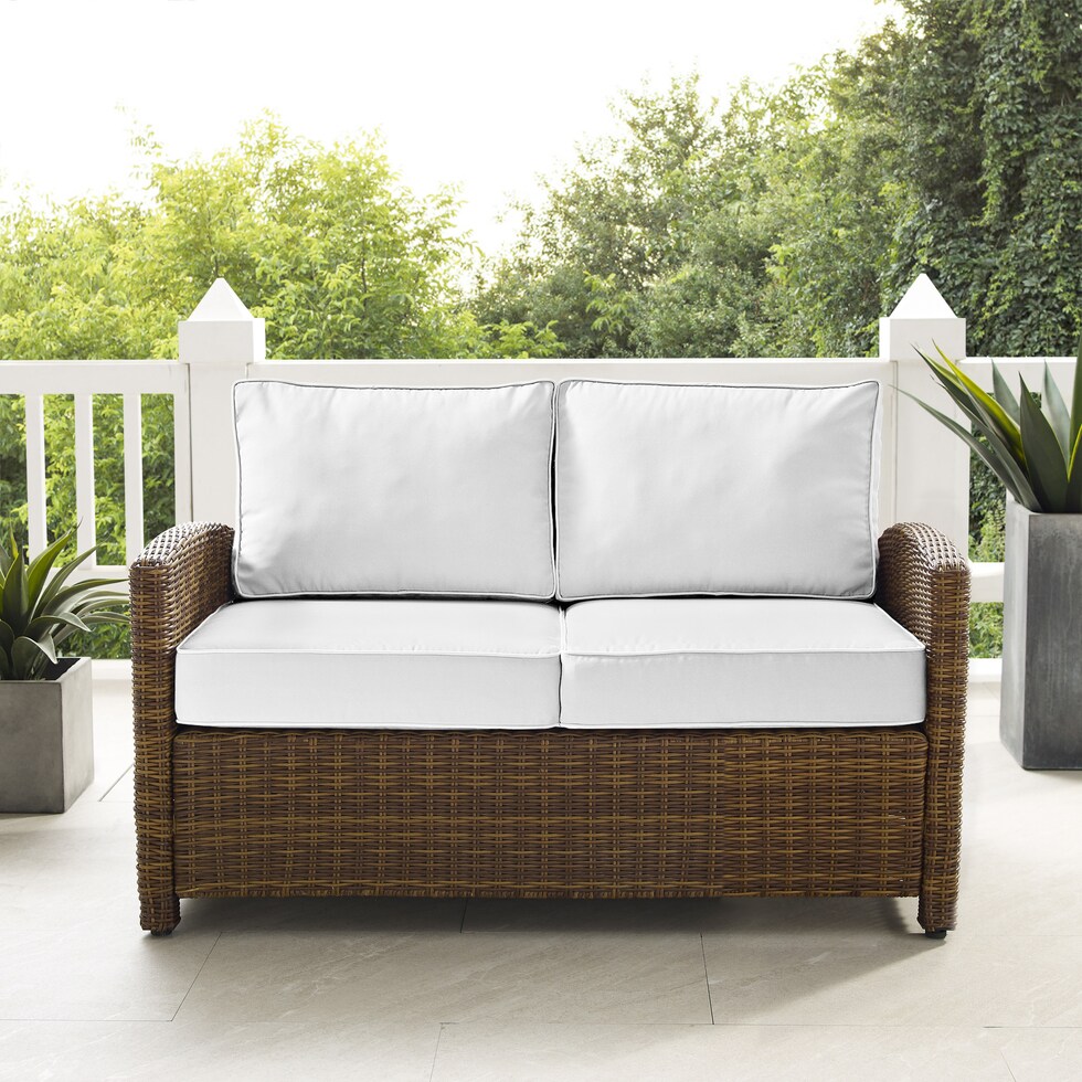 destin white and brown outdoor loveseat   