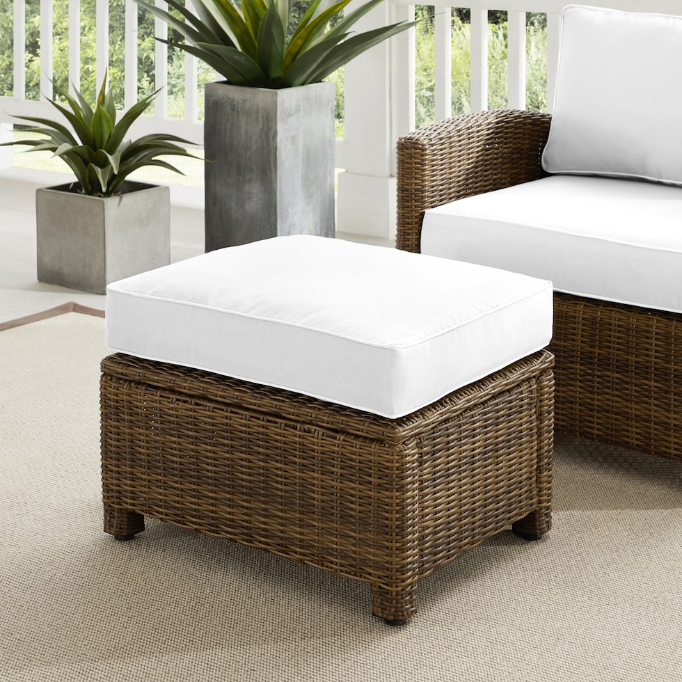 destin white and brown outdoor ottoman   