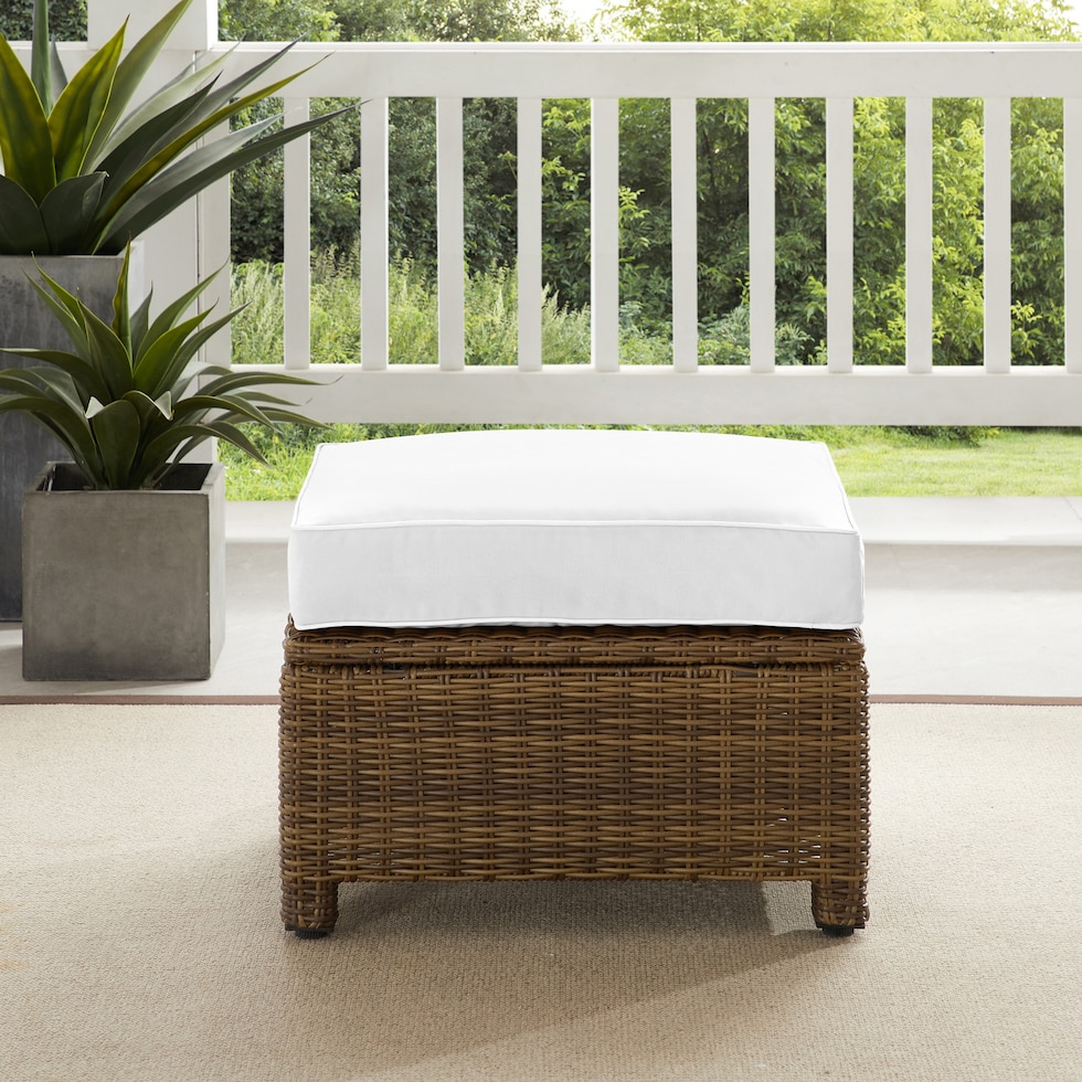 destin white and brown outdoor ottoman   
