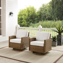 destin white and brown outdoor swivel rocker set   