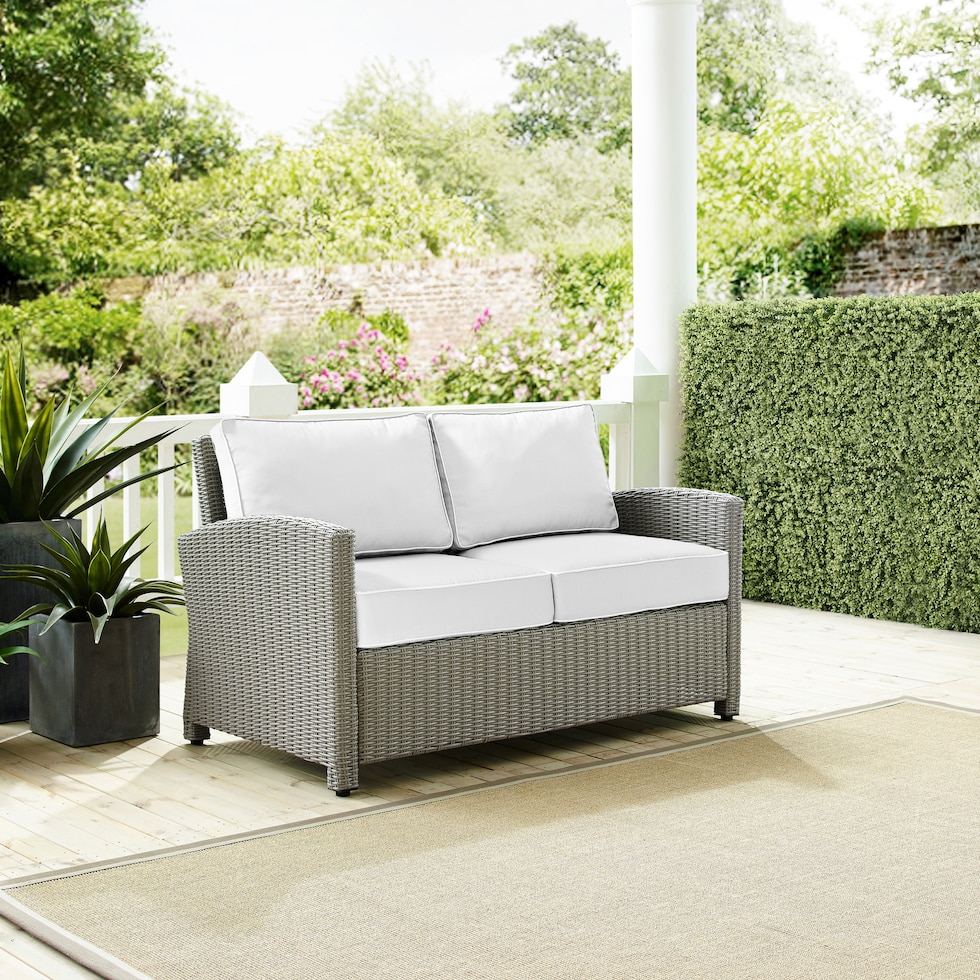 destin white and gray outdoor loveseat   