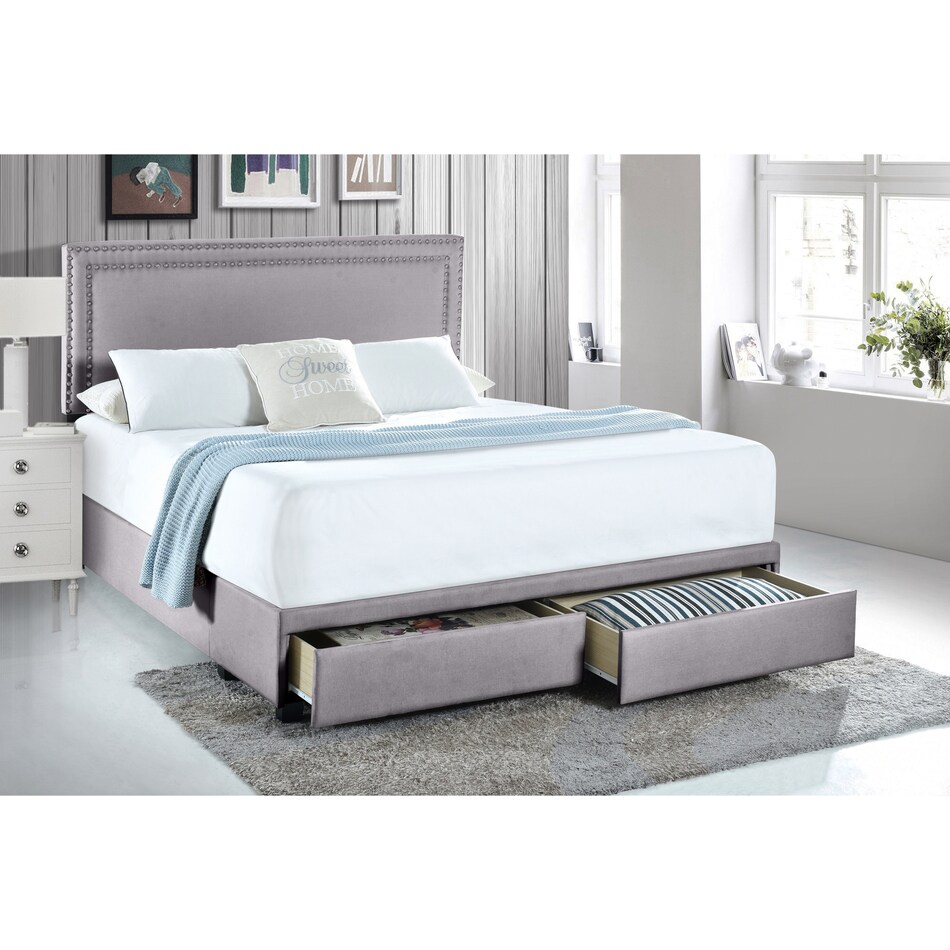 Devereaux King Upholstered Storage Bed Dark Gray American Signature