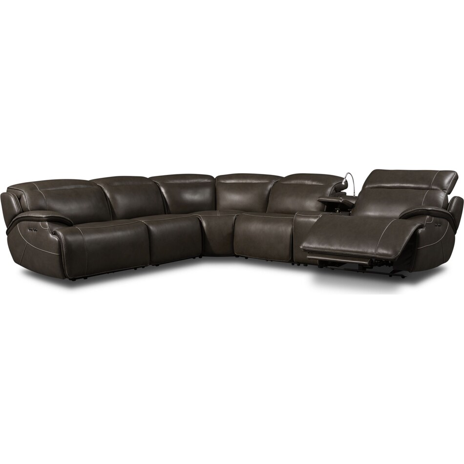 devon gray  pc power reclining sectional   