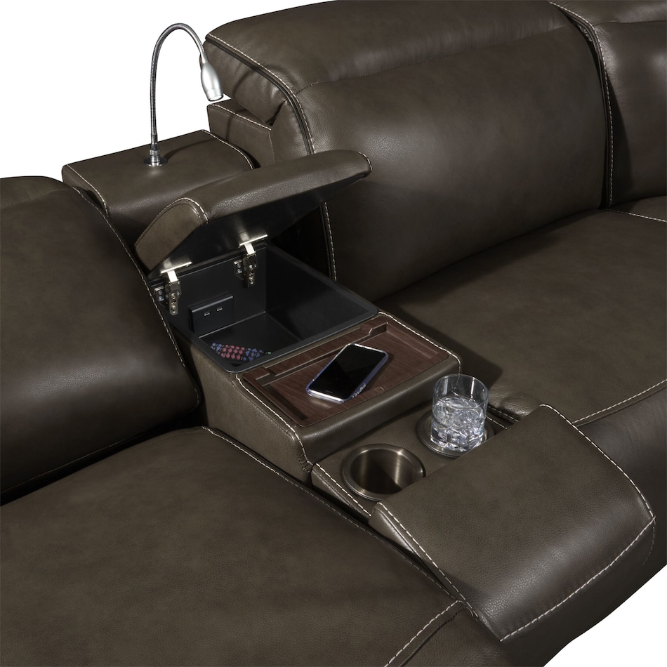 devon gray  pc power reclining sectional   