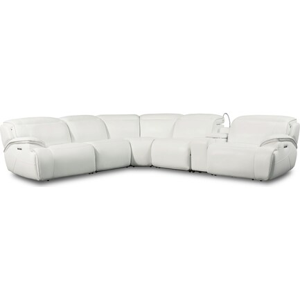 Devon 6-Piece Dual-Power Reclining Sectional with 2 Reclining Seats - White