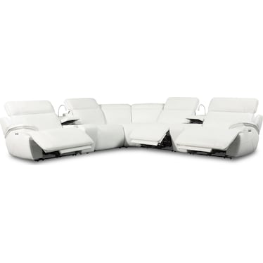 Devon 7-Piece Dual-Power Reclining Sectional with 3 Reclining Seats - White