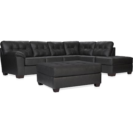 Dexter 2-Piece Sectional with Right-Facing Chaise and Ottoman Set - Charcoal