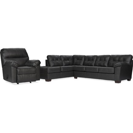 Dexter 2-Piece Sectional with Right-Facing Chaise and Rocker Recliner Set - Charcoal