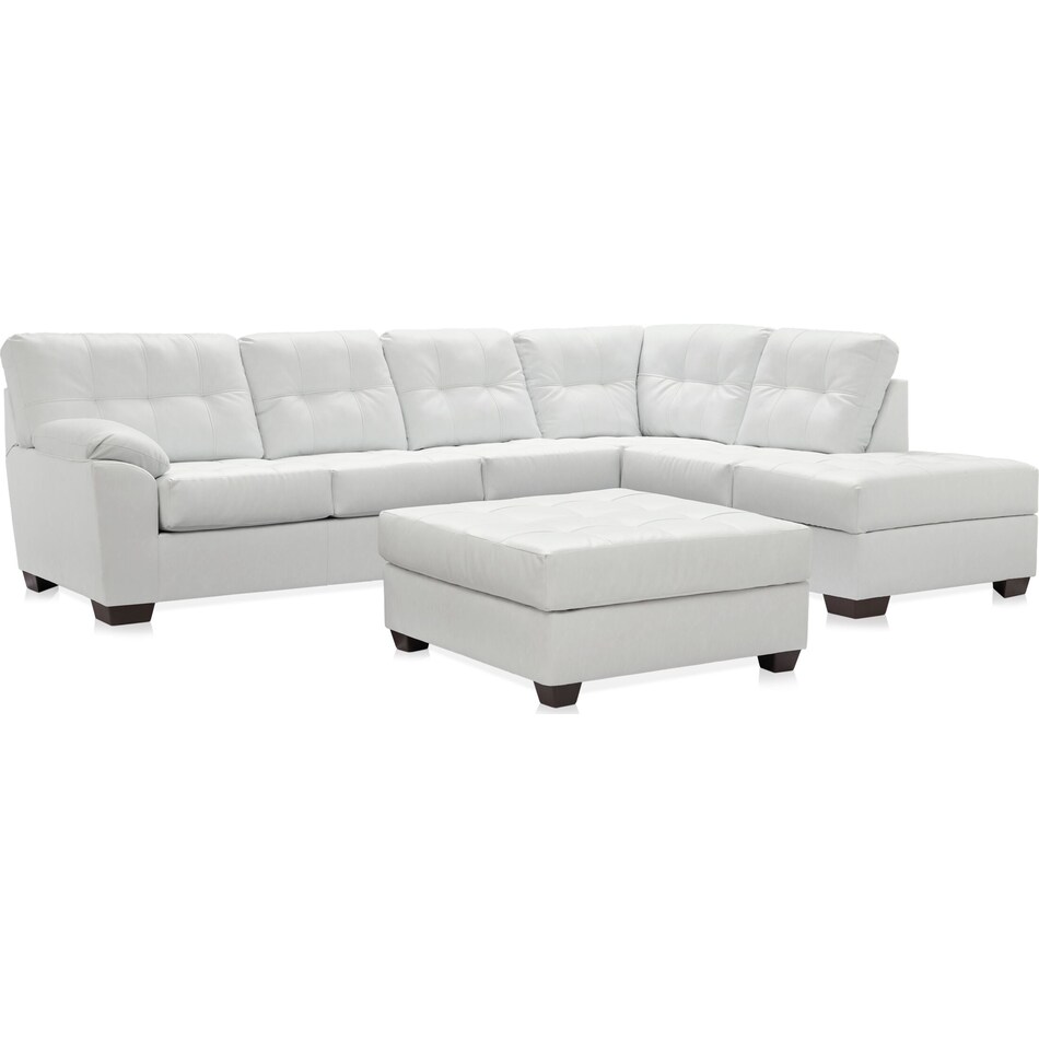 dexter white  pc sectional and ottoman   
