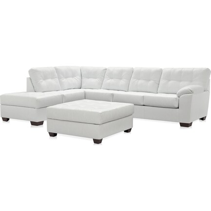 Dexter 2-Piece Sectional with Left-Facing Chaise and Ottoman Set - White