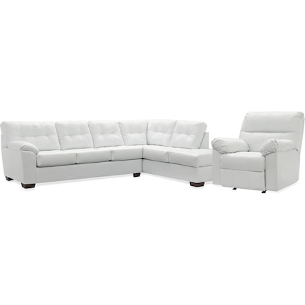 Dexter 2-Piece Sectional with Left-Facing Chaise and Rocker Recliner Set - White