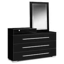 dimora black black dresser & mirror   