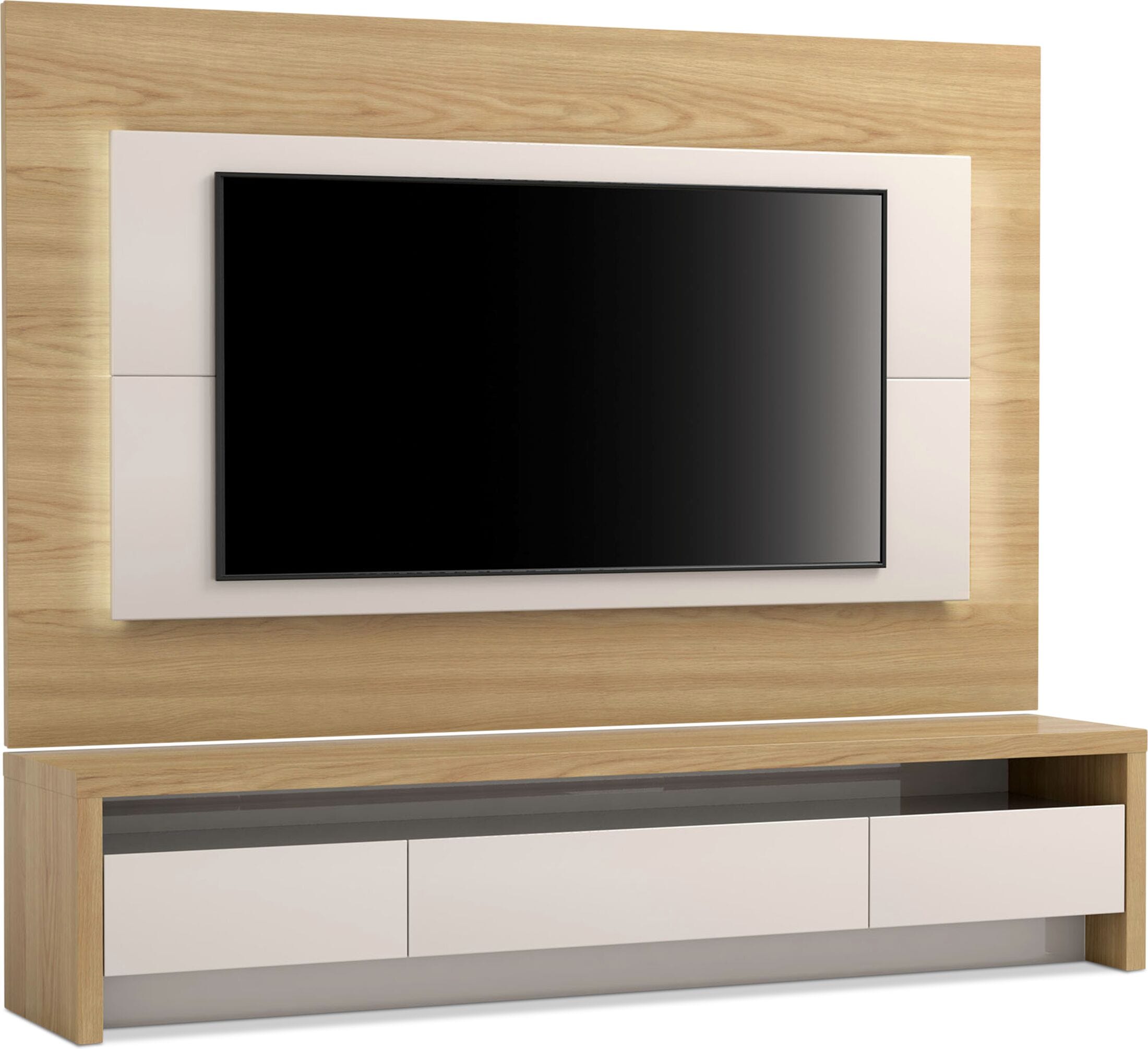Dom 86" TV Stand and PanelNatural/OffWhite American Signature Furniture
