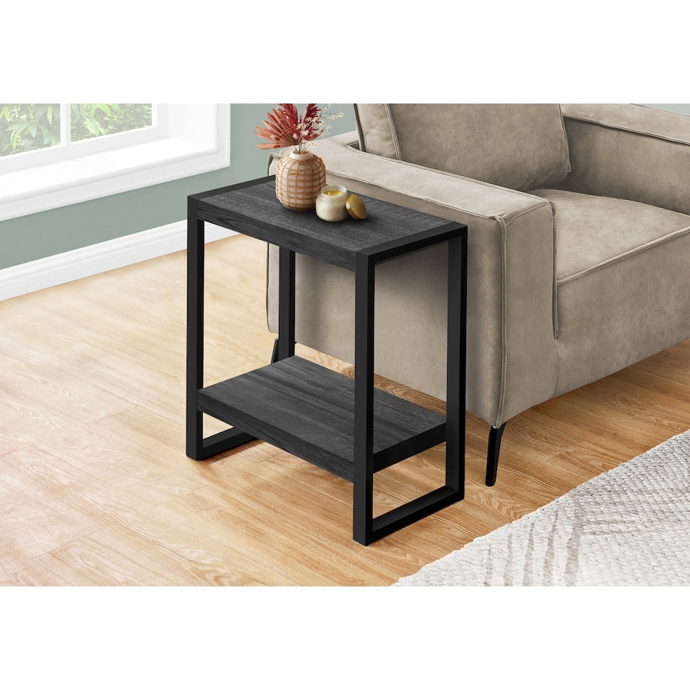doran dark gray black end table   