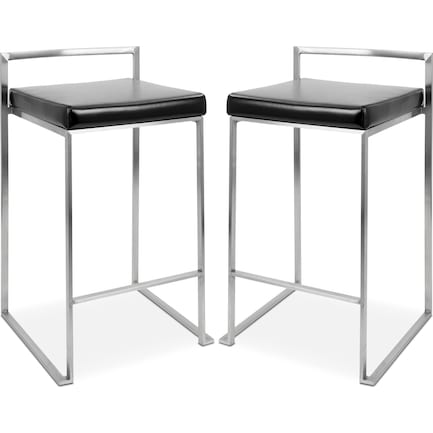 Doric Set of 2 Counter-Height Stools - Black