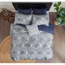 draven blue king california king bedding set   