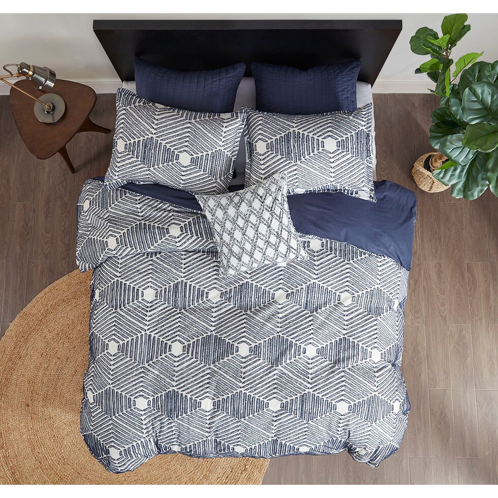 draven blue king california king bedding set   