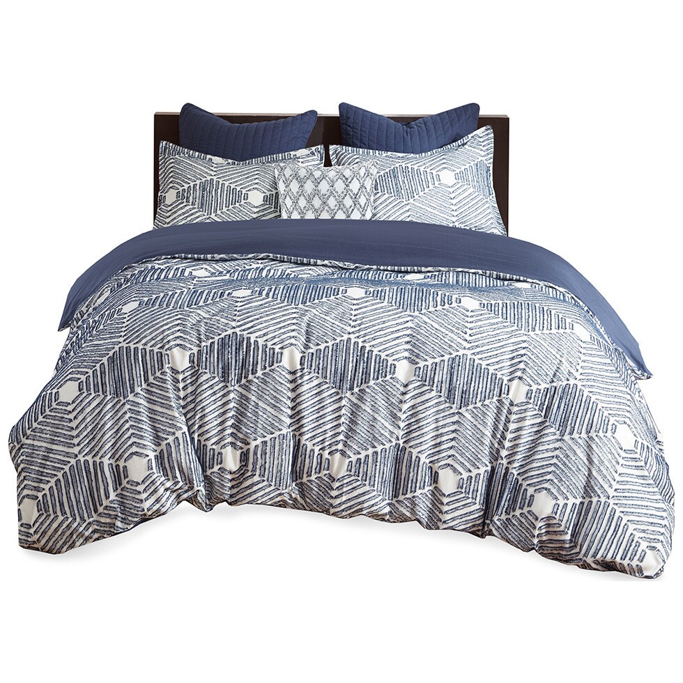 draven blue king california king bedding set   