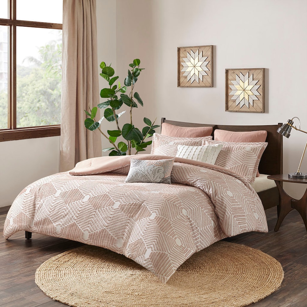 draven pink full queen bedding set   