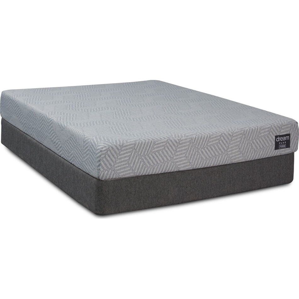 dream plus gray full mattress low profile foundation set   