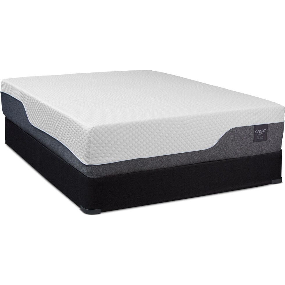 dream relax white full mattress low profile foundation set   