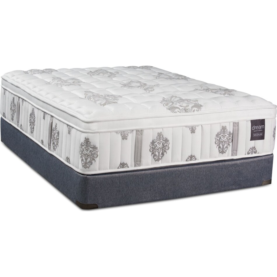 dream restore white queen mattress low profile foundation set   