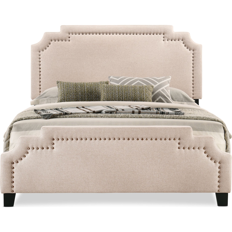 drew light brown king upholstered bed   