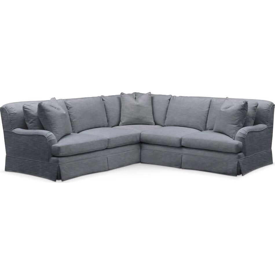 dudley indigo  pc sectional with right facing loveseat   