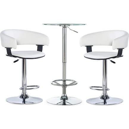 Dustin Table and 2 Tonina Bar Stools Set - White
