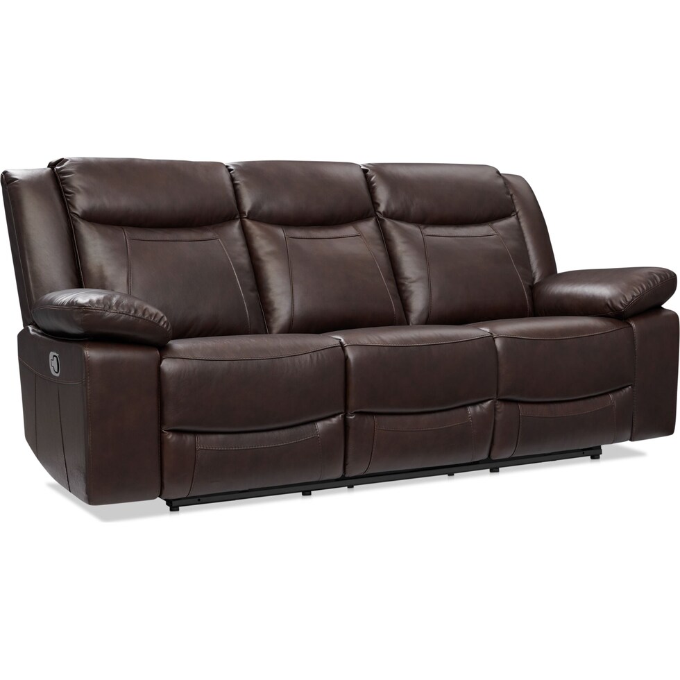 duval light brown manual reclining sofa   