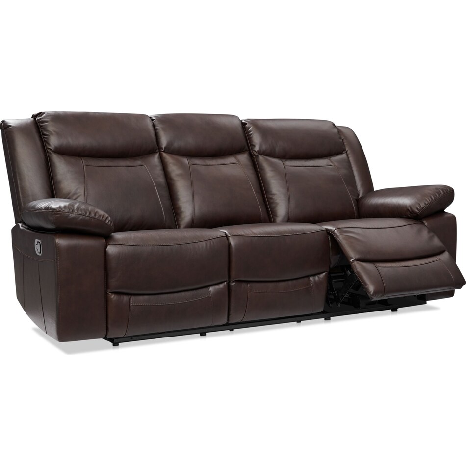 duval light brown manual reclining sofa   